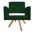 Kit 02 Poltronas Gênesis Base Giratória De Madeira Suede Verd