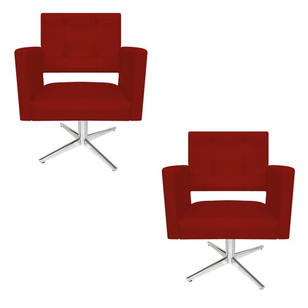 Kit 02 Poltronas Gênesis Base Giratória De Metal Corano Verme