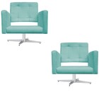 Kit 02 Poltronas Gênesis Base Giratória De Metal Suede Azul T