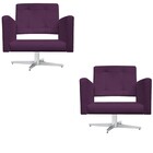 Kit 02 Poltronas Gênesis Base Giratória De Metal Suede Roxo -