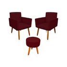 Kit 02 Poltronas Gênesis E 01 Puff Redondo Decorativos Para S