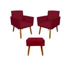 Kit 02 Poltronas Gênesis E 01 Puff Retangular Decorativos  -