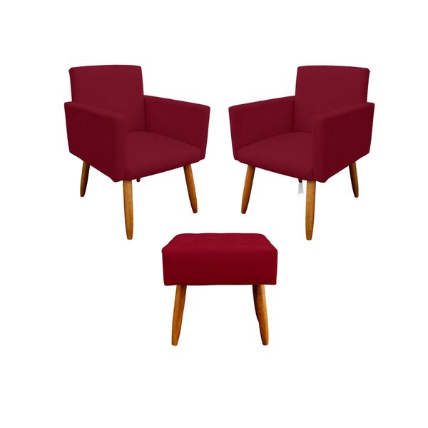 Kit 02 Poltronas Gênesis E 01 Puff Retangular Decorativos  -