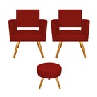 Kit 02 Poltronas Gênesis E Puff Sofia Palito Mel Corano Verme