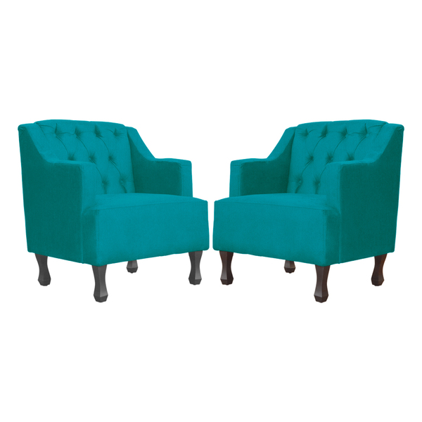 Kit 02 Poltronas Genesis Luxo Suede Cores - Ds Estofados - Az