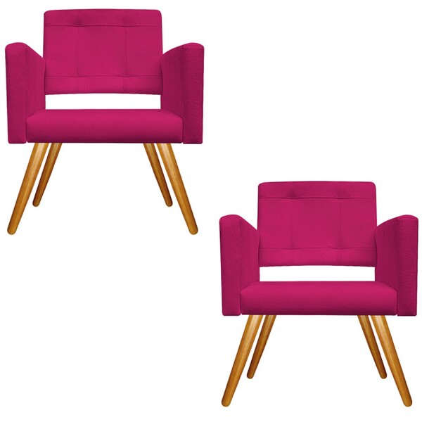 Kit 02 Poltronas Gênesis Palito Mel Suede Pink - Amarena Móve