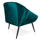 Kit 02 Poltronas Giovana Acetinado Azul Pés Palito De Ferro -