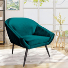 Kit 02 Poltronas Giovana Acetinado Azul Pés Palito De Ferro -