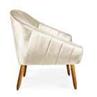 Kit 02 Poltronas Giovana Acetinado Bege Pés Palito Castanho -