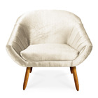 Kit 02 Poltronas Giovana Acetinado Bege Pés Palito Castanho -