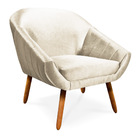 Kit 02 Poltronas Giovana Acetinado Pés Palito Castanho - D'ro