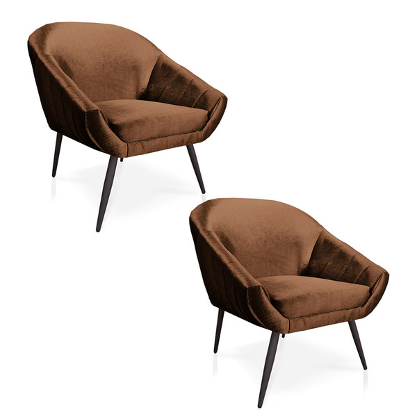 Kit 02 Poltronas Giovana Acetinado Pés Palito De Ferro - D'ro