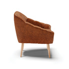 Kit 02 Poltronas Giovana Corano Nozes Pés Palito Natural - D'