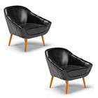 Kit 02 Poltronas Giovana Corano Pés Palito Castanho D03 - D'r