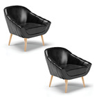 Kit 02 Poltronas Giovana Corano Pés Palito Natural D03 - D'ro