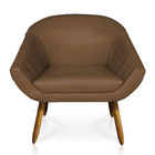 Kit 02 Poltronas Giovana Corano Vintage Camel Marrom Pés Pali