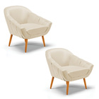 Kit 02 Poltronas Giovana Corino Bege Pés Palito Castanho D03