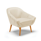 Kit 02 Poltronas Giovana Corino Bege Pés Palito Castanho D03