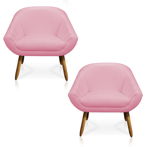 Kit 02 Poltronas Giovana Corino Pés Palito Castanho - D'rossi