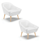 Kit 02 Poltronas Giovana Corino Pés Palito Natural D03 - D'ro