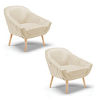 Kit 02 Poltronas Giovana Corino Pés Palito Natural D03 - D'ro