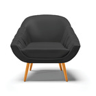 Kit 02 Poltronas Giovana Corino Preto Pés Palito Castanho D03