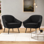 Kit 02 Poltronas Giovana Corino Preto Pés Palito De Ferro D03