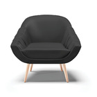 Kit 02 Poltronas Giovana Corino Preto Pés Palito Natural D03