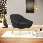 Kit 02 Poltronas Giovana Corino Preto Pés Palito Natural D03