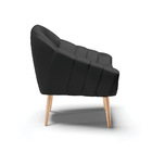 Kit 02 Poltronas Giovana Corino Preto Pés Palito Natural D03