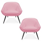 Kit 02 Poltronas Giovana Corino Rosa Bebê Pés Palito De Ferro