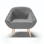 Kit 02 Poltronas Giovana Linho Grafite A26 Pés Palito Natural