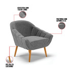 Kit 02 Poltronas Giovana Linho Grafite Pés Palito Castanho