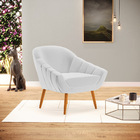 Kit 02 Poltronas Giovana Linho Pés Palito Castanho D03 - D'ro