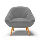 Kit 02 Poltronas Giovana Linho Pés Palito Castanho D03 - D'ro