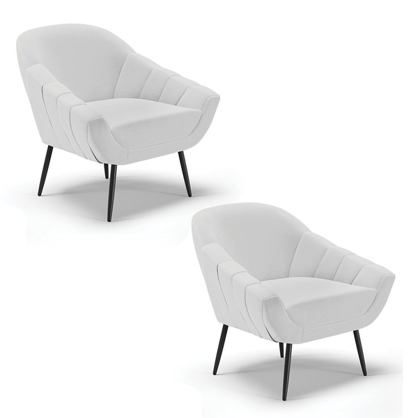 Kit 02 Poltronas Giovana Linho Pés Palito De Ferro D01 - D'ro