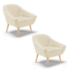 Kit 02 Poltronas Giovana Linho Pés Palito Natural D03 - D'ros