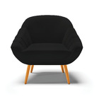 Kit 02 Poltronas Giovana Linho Preto A79 Pés Palito Castanho