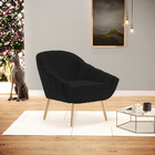 Kit 02 Poltronas Giovana Linho Preto A79 Pés Palito Natural D