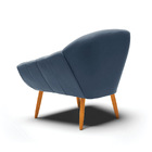 Kit 02 Poltronas Giovana Suede Azul Marinho Pés Palito Castan