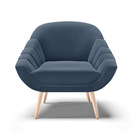 Kit 02 Poltronas Giovana Suede Azul Marinho Pés Palito Natura