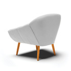 Kit 02 Poltronas Giovana Suede Cinza Pés Palito Castanho D03