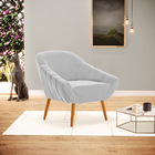 Kit 02 Poltronas Giovana Suede Cinza Pés Palito Castanho D03