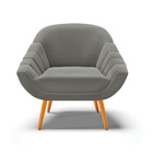 Kit 02 Poltronas Giovana Suede Grafite Pés Palito Castanho D0