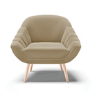 Kit 02 Poltronas Giovana Suede Marrom Rato Pés Palito Natural