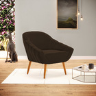 Kit 02 Poltronas Giovana Suede Pés Palito Castanho D03 - D'ro