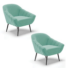 Kit 02 Poltronas Giovana Suede Pés Palito De Ferro - D'rossi