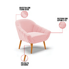 Kit 02 Poltronas Giovana Suede Rosa Bebê Pés Palito Castanho