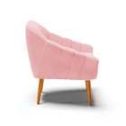 Kit 02 Poltronas Giovana Suede Rosa Bebê Pés Palito Castanho