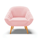 Kit 02 Poltronas Giovana Suede Rosa Bebê Pés Palito Castanho